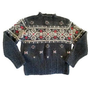 Nomadic Traders Sweater 100% Shetland Wool- Knit by Hand Vintage